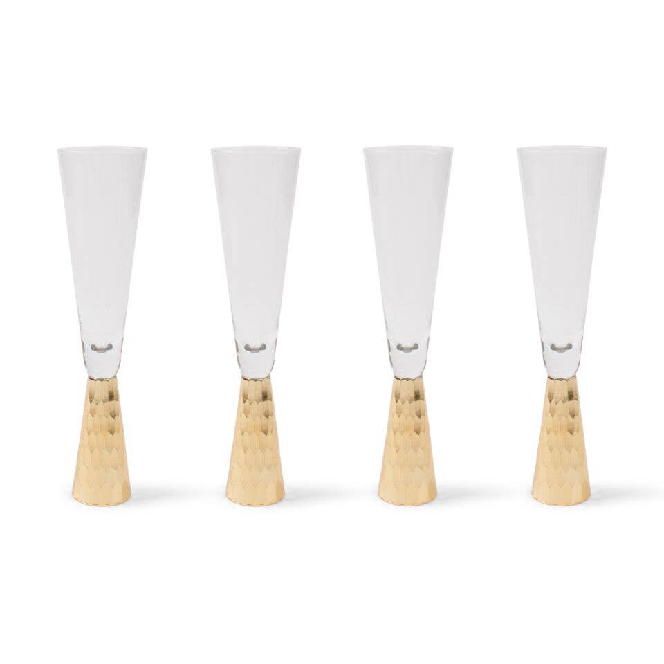 Gold Hammered Champagne Glass