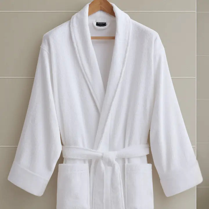 Essential Shawl Collar Cotton Terry Bath Robe, White